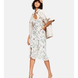 TOPSHOP Idol Frill Floral Midi Slip Dress Size 6 NWT